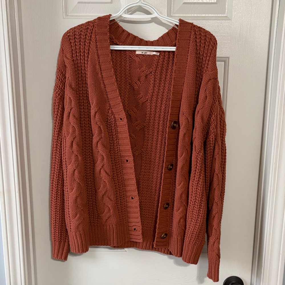 Mi ami Rust Cable Knit Cardigan
